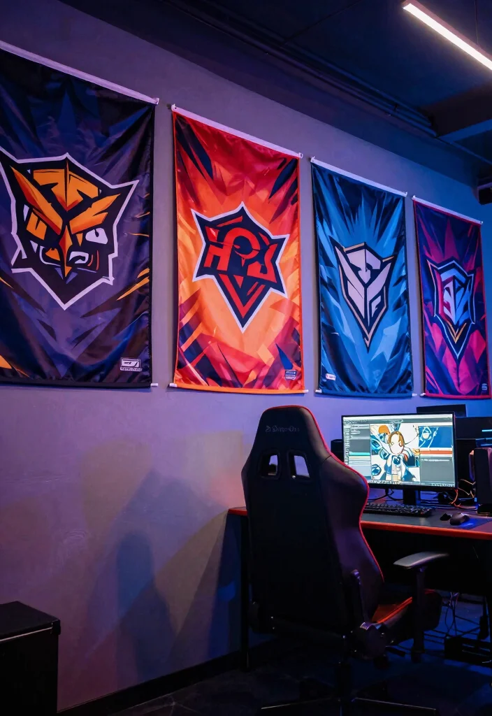 17 Gamer Wall Art Ideas With Epic Setup Vibes - 3. Esports Team Banners 1