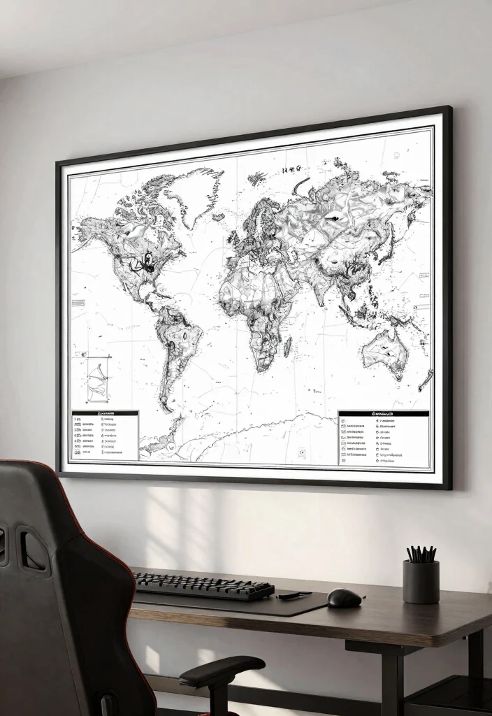 17 Gamer Wall Art Ideas With Epic Setup Vibes - 5. Minimalist Map Art 1