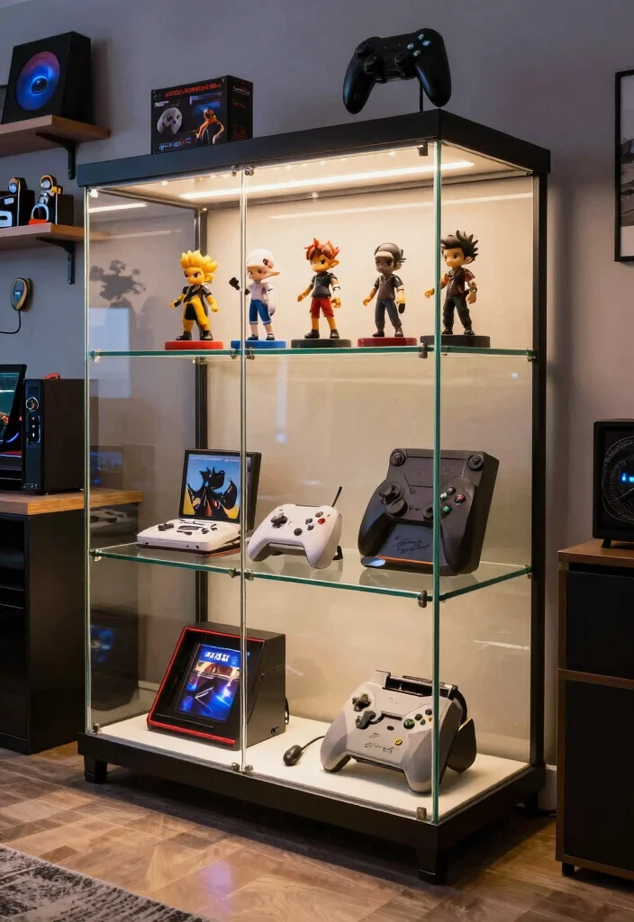 17 Gamer Wall Art Ideas With Epic Setup Vibes - 7. Collector's Item Displays 1