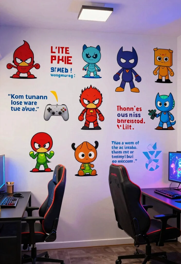 17 Gamer Wall Art Ideas With Epic Setup Vibes - 8. Character Vinyl Decals 1