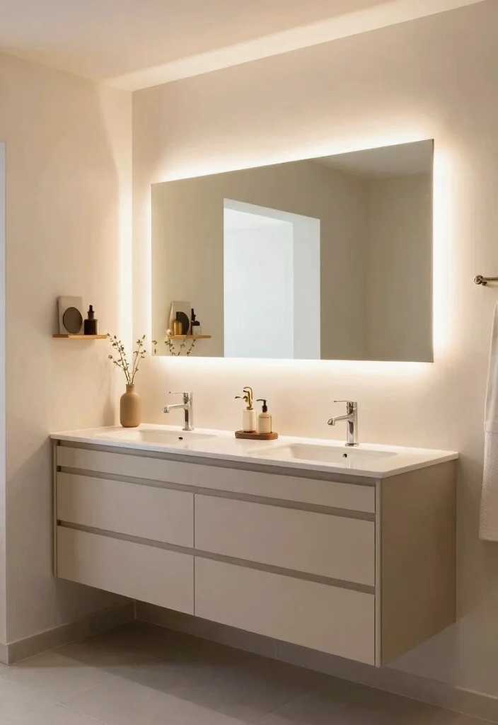 17 Light Mirror Bathroom Ideas With Modern Shine - 11. Double Vanity with Illuminated Mirror 1