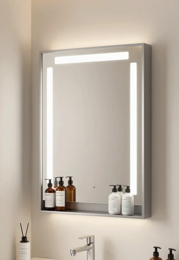 17 Light Mirror Bathroom Ideas With Modern Shine - 12. Integrated Mirrors with Shelving 1