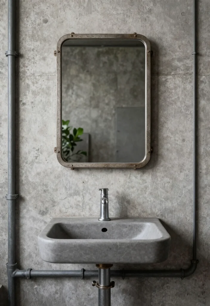 17 Light Mirror Bathroom Ideas With Modern Shine - 14. Industrial Mirrors with Raw Finishes 1