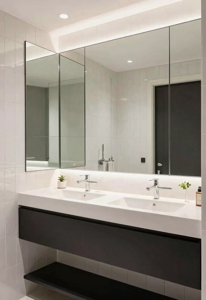 17 Light Mirror Bathroom Ideas With Modern Shine - 17. Mirrored Tiles for a Bold Statement 1