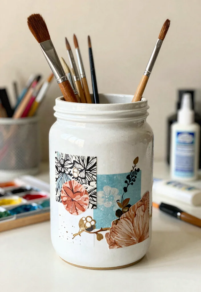 17 Pen Stand Painting Ideas With Cute DIY Designs - 12. Decoupage Delight 1