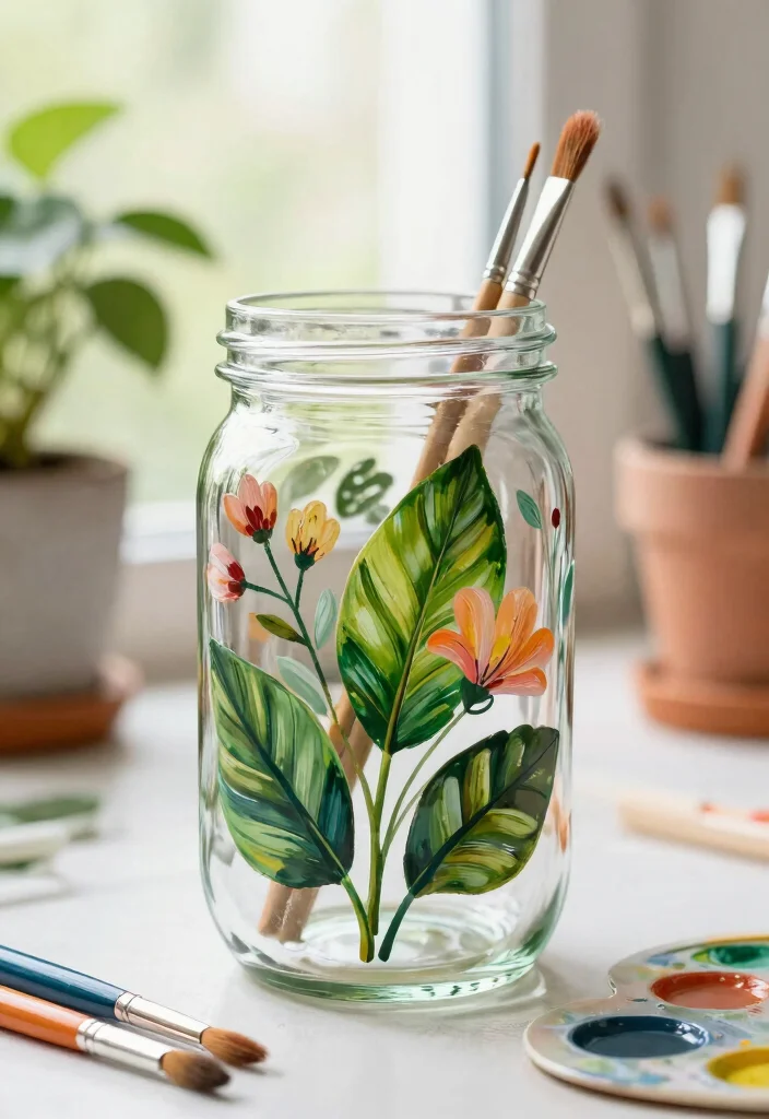17 Pen Stand Painting Ideas With Cute DIY Designs - 2. Botanical Beauty 1