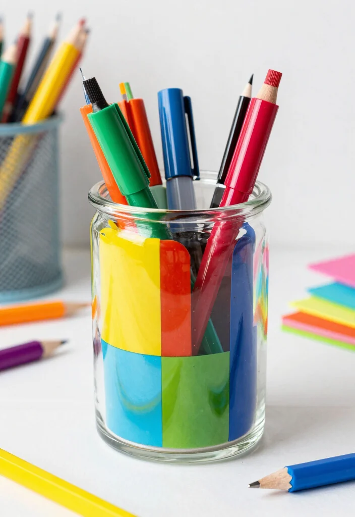 17 Pen Stand Painting Ideas With Cute DIY Designs - 6. Color Block Chic 1