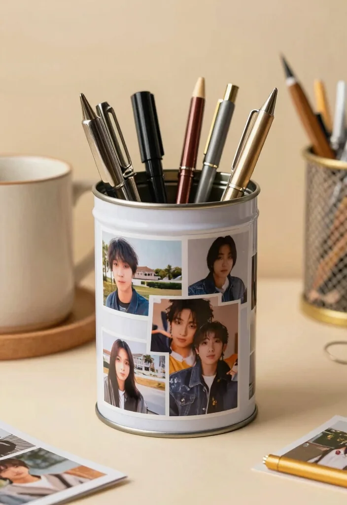 17 Pen Stand Painting Ideas With Cute DIY Designs - 7. Personalized Photo Collage 1