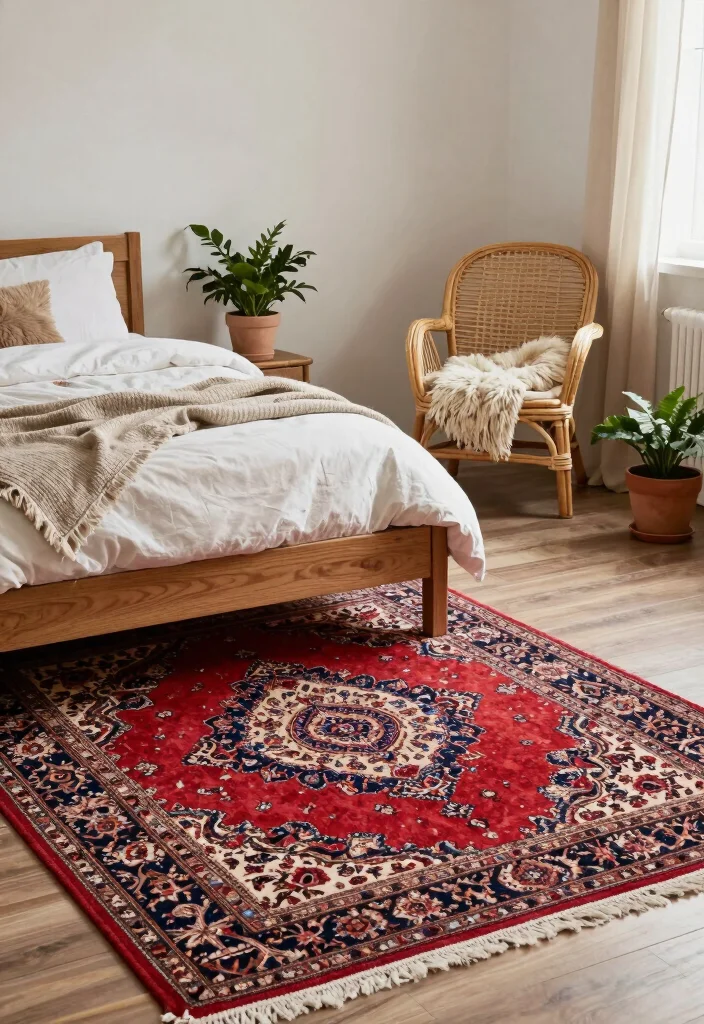 17 Red Persian Rug Bedroom Ideas With Rich Cozy Vibes - 4. Incorporating Natural Elements 1