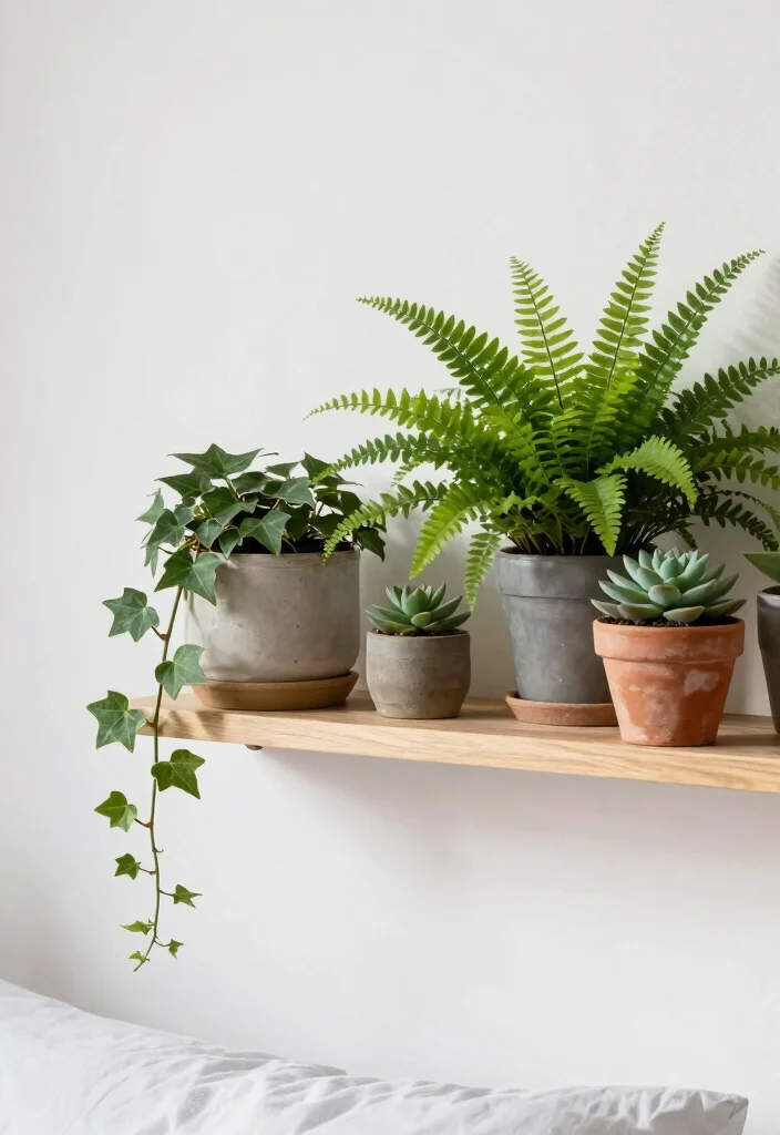 18 Bedroom Shelf Decor Above Bed Ideas That Look Styled - 1. Floating Shelf with Potted Plants 1
