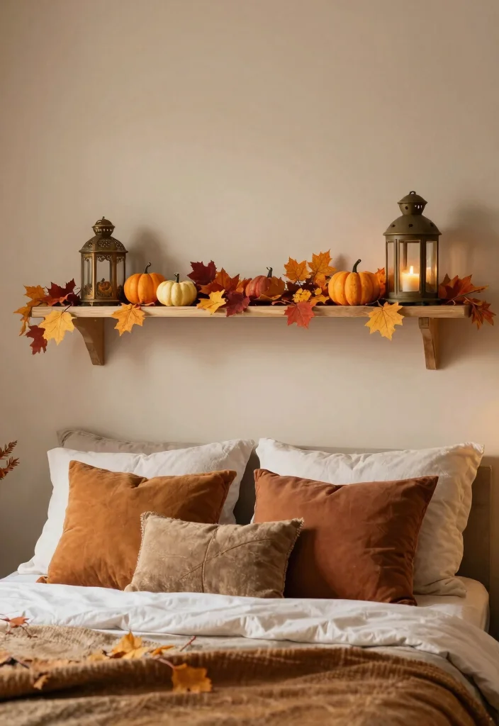 18 Bedroom Shelf Decor Above Bed Ideas That Look Styled - 11. Seasonal Decor 1