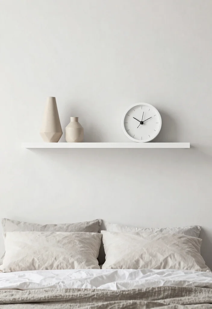 18 Bedroom Shelf Decor Above Bed Ideas That Look Styled - 13. Modern Minimalist Shelves 1