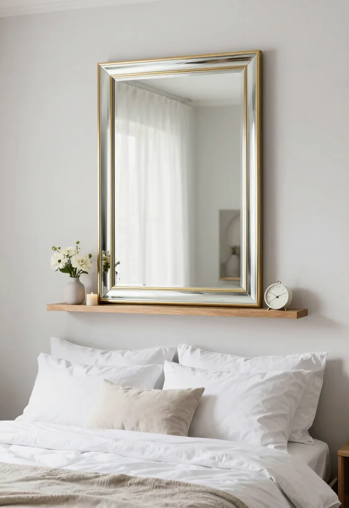 18 Bedroom Shelf Decor Above Bed Ideas That Look Styled - 4. Decorative Mirrors 1