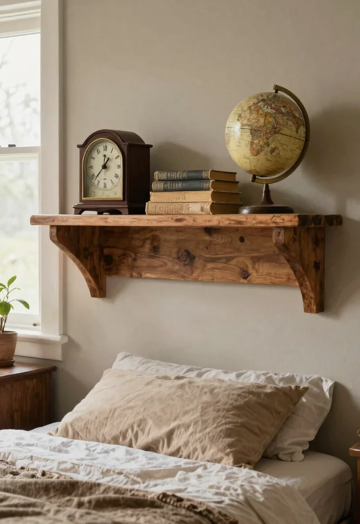 18 Bedroom Shelf Decor Above Bed Ideas That Look Styled - 7. Vintage Finds 1