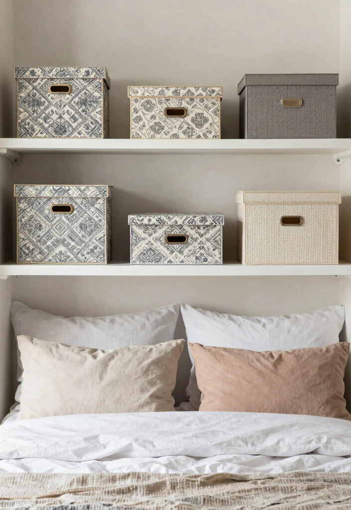 18 Bedroom Shelf Decor Above Bed Ideas That Look Styled - 8. Decorative Storage 1