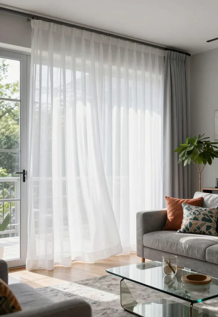 18 Curtains for French Doors Living Room Ideas With Elegant Flow - 1. Chic and Minimalist White Sheer Curtains 1