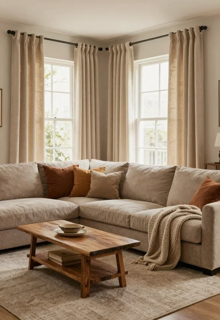 18 Curtains for French Doors Living Room Ideas With Elegant Flow - 11. Soft and Cozy Knit Curtains 1