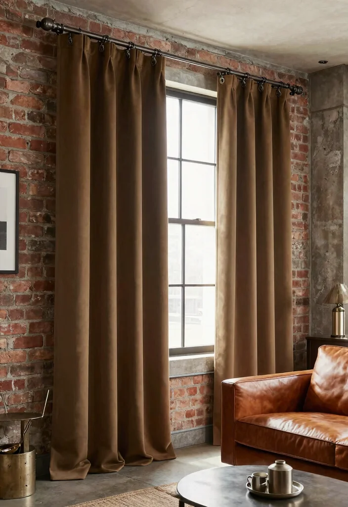 18 Curtains for French Doors Living Room Ideas With Elegant Flow - 12. Industrial Chic with Metal Finishes 1