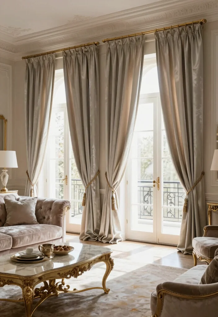 18 Curtains for French Doors Living Room Ideas With Elegant Flow - 16. Elegant Silk Curtains 1