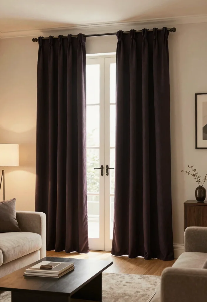 18 Curtains for French Doors Living Room Ideas With Elegant Flow - 17. Functional Blackout Curtains 1