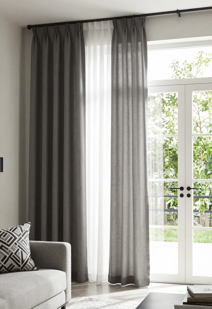 18 Curtains for French Doors Living Room Ideas With Elegant Flow - 6. Layered Textures 1