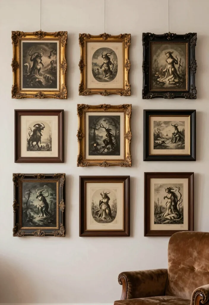 18 Dark Wall Art Ideas With Bold Moody Energy - 3. Vintage Gothic Prints 1