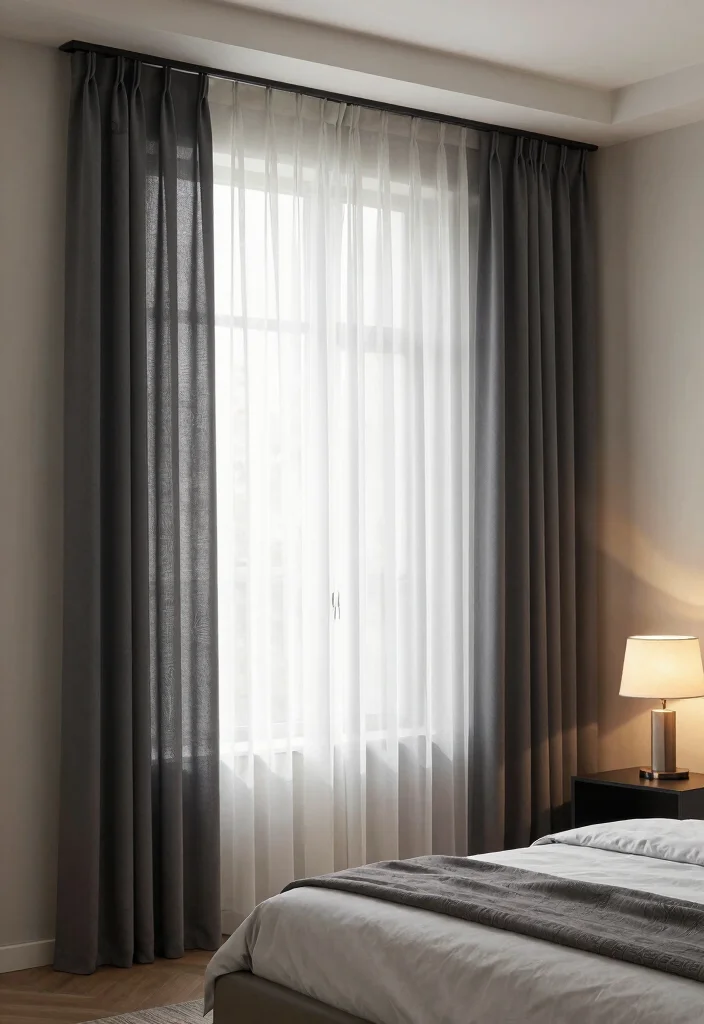 18 Sheer Curtains Bedroom Ideas With Soft Natural Light - 14. Sheers with Integrated Blackout Options 1