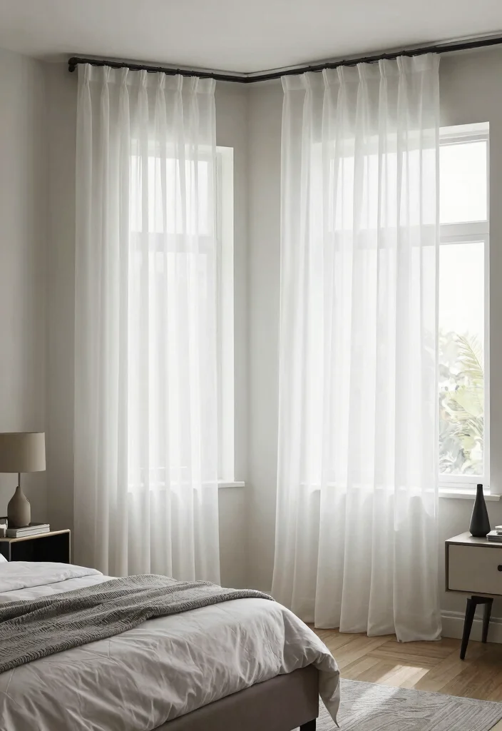 18 Sheer Curtains Bedroom Ideas With Soft Natural Light - 16. Custom-Made Sheers for a Perfect Fit 1