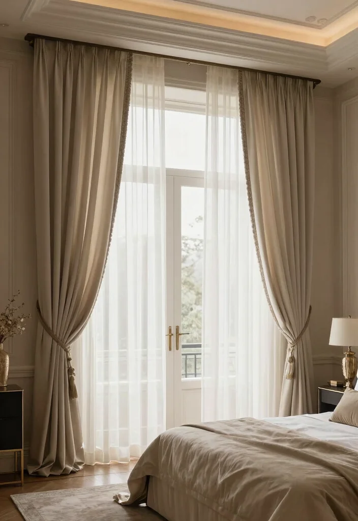 18 Sheer Curtains Bedroom Ideas With Soft Natural Light - 17. Dramatic Floor-Length Sheers for Impact 1