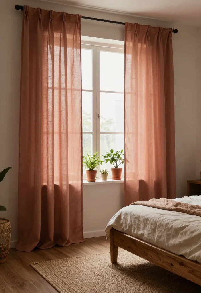 18 Sheer Curtains Bedroom Ideas With Soft Natural Light - 2. Earthy Tones for a Warm, Inviting Space 1