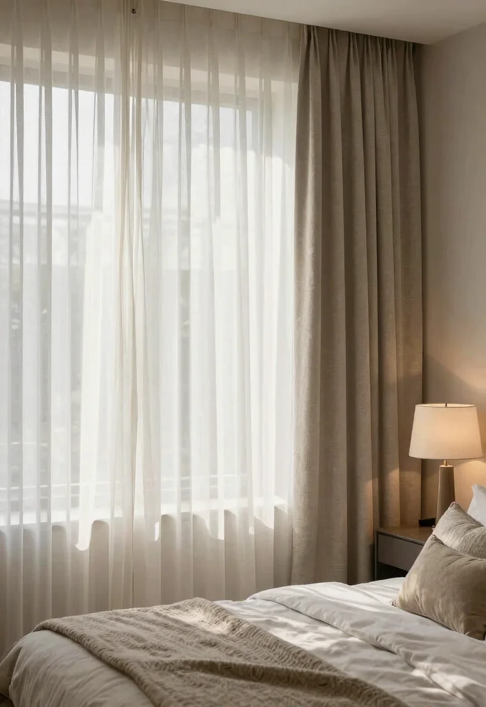18 Sheer Curtains Bedroom Ideas With Soft Natural Light - 4. Layering with Textures for Dimension 1