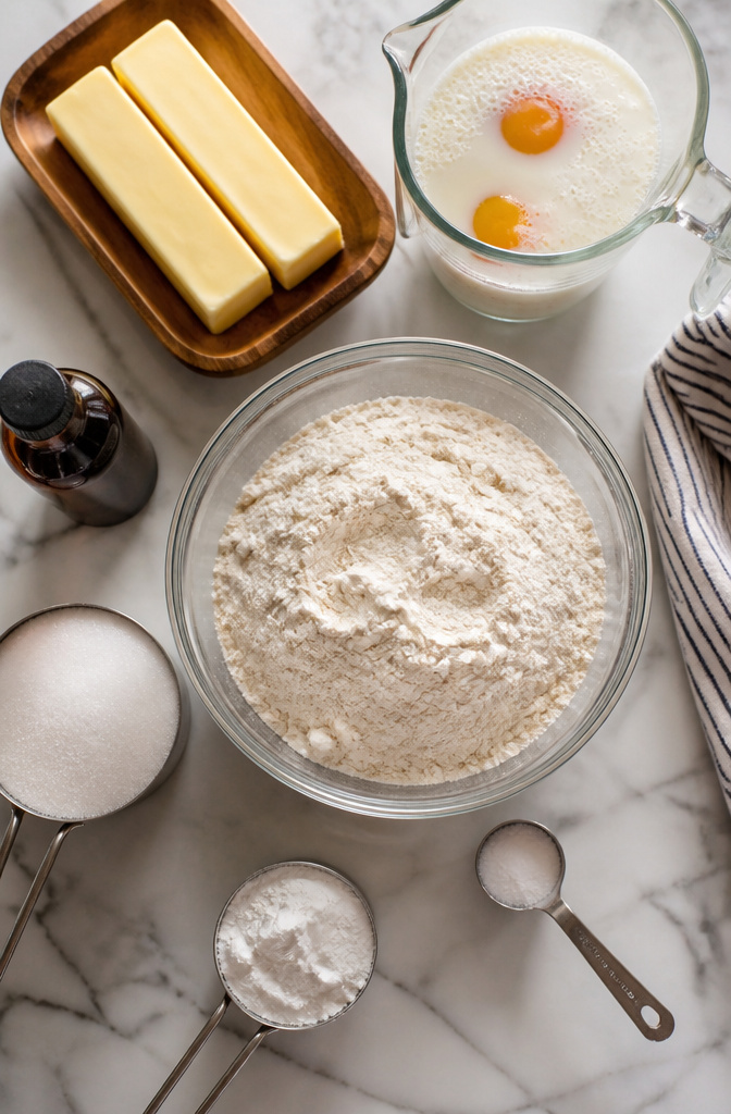 Buttercream Cake Designs: A Complete Recipe and Decoration Guide 2 Ingredients for a buttercream cake including flour, sugar, and butter.