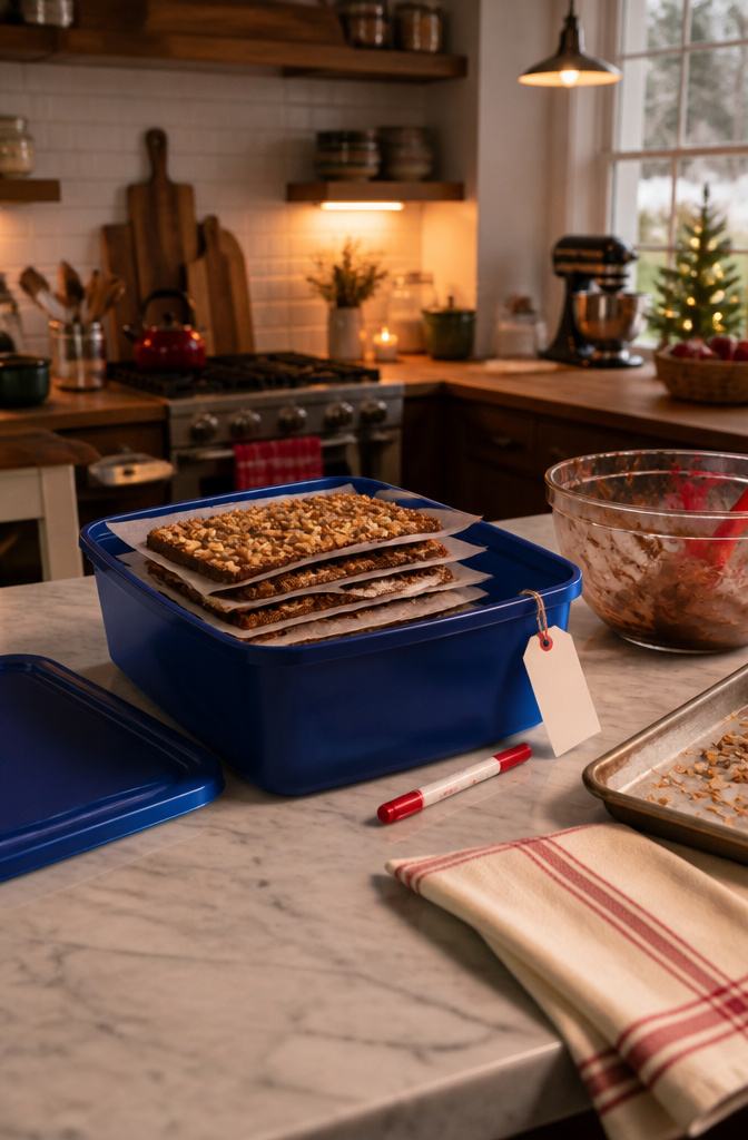 Christmas Treats with Graham Crackers: Crack, Bark, Toffee, Bars and S'mores 12 Frozen pieces of graham cracker toffee, layered between parchment paper.
