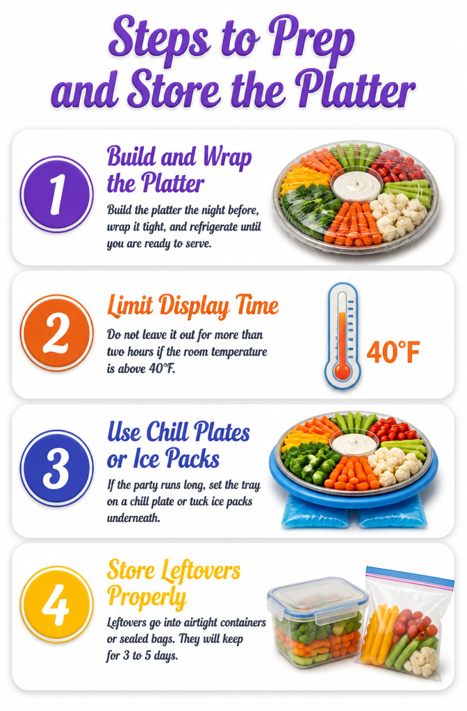 Christmas Veggie Platter Designs for Your Holiday Table 14 Instructions for preparing and storing a veggie platter.