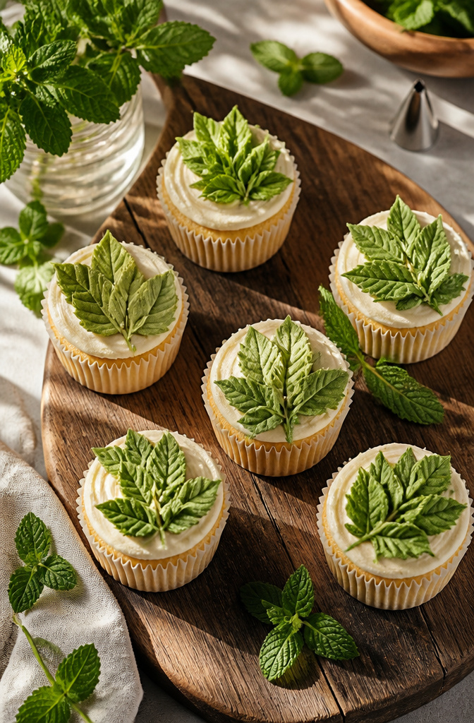 15 Different Piping Tips for Cakes, Cupcakes & Frosting 9 Cupcakes decorated with piped leaves using a leaf tip.