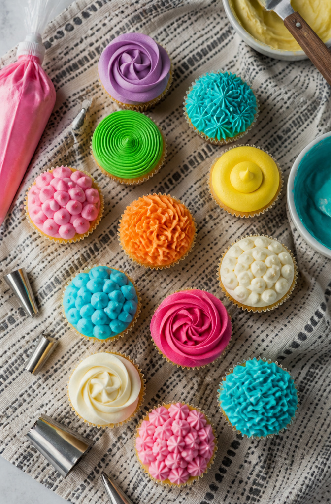 15 Different Piping Tips for Cakes, Cupcakes & Frosting 7 Selection of round piping tips arranged by size.