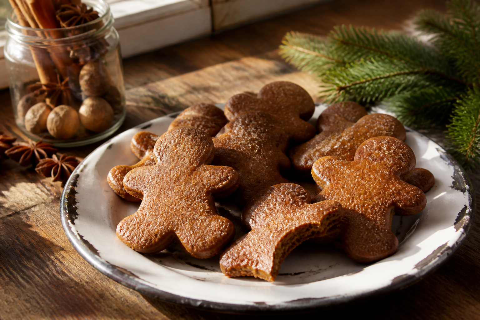 A plate of soft gingerbread cookies decorated with icing.