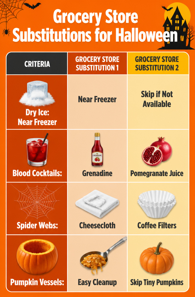 8 Halloween Party Ideas Adults Can Actually Use 14 A display of grocery store items suitable for Halloween party recipes.
