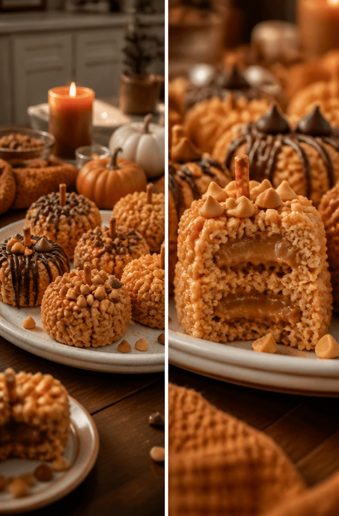 Pumpkin Rice Krispie Treats: Flavor + Shape Recipes 7 Peanut butter and butterscotch chips on a countertop.