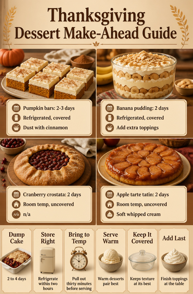 15 Easy Thanksgiving Desserts for a Stress-Free Holiday Table 17 A chart showing make-ahead timelines for Thanksgiving desserts.