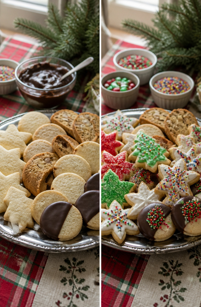 9 Xmas Baking Ideas: Holiday Desserts, Cookies, Cakes & Gifts 9 Various Christmas cookies arranged for baking and shipping.